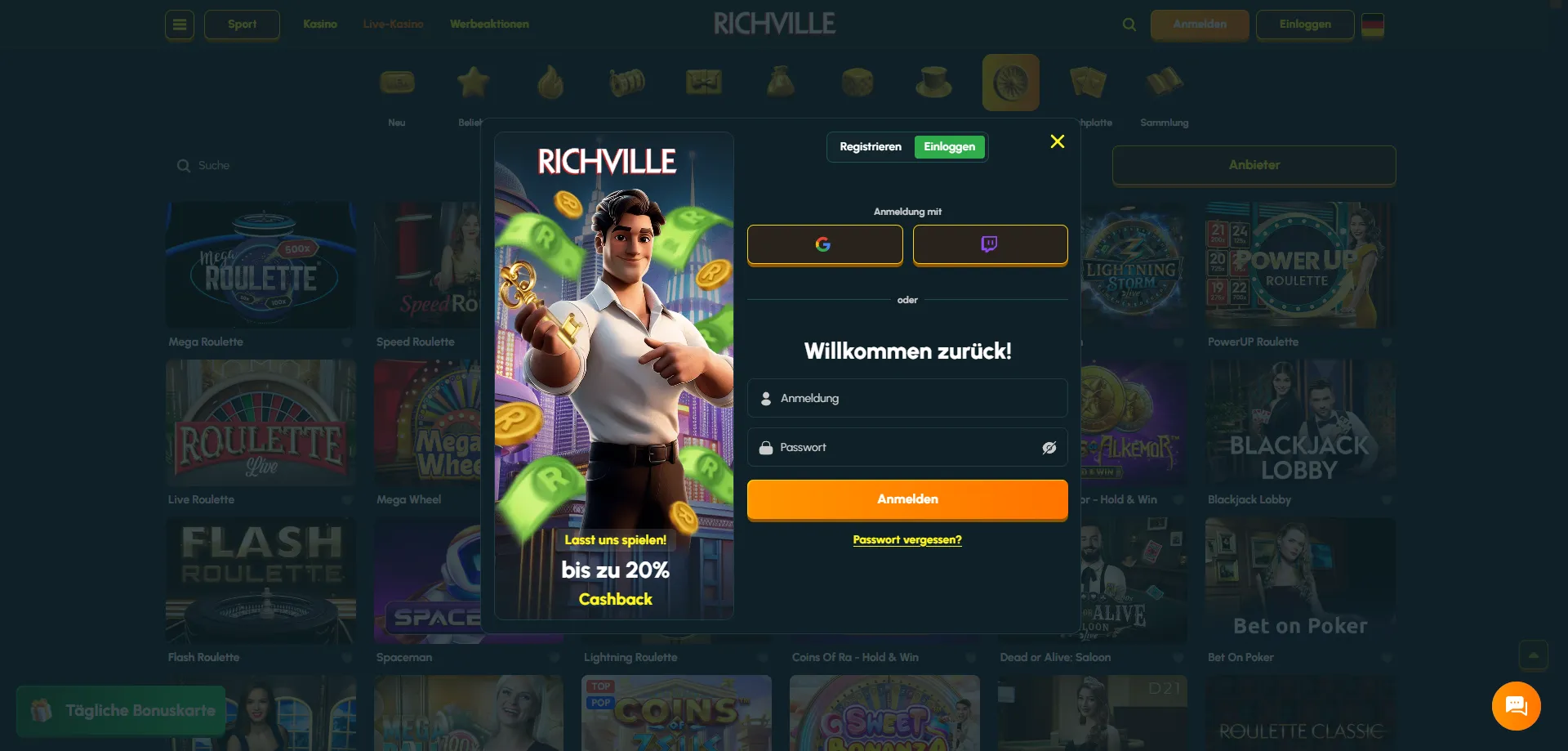 Richville Casino Login – Konto anmelden und verwalten