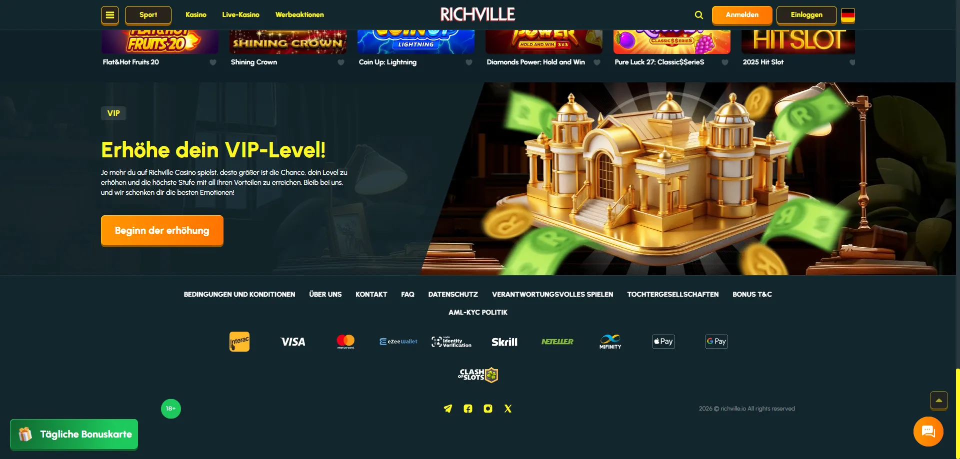Richville Casino Zahlungsmethoden – Einzahlung und Auszahlung Österreich